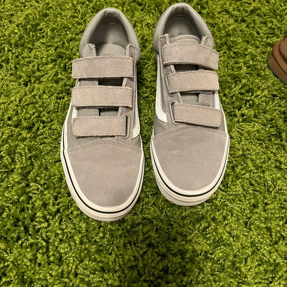 vans gray velcro shoes